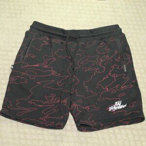 100 Thieves Men's Large Cotton Blend Fleece Black Red Knit Shorts